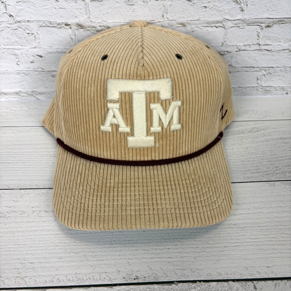 Texas A&M Aggies Corduroy Snapback Hat Tan Maroon Rope ATM Cap NEW